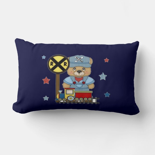 It's a Boy Teddy Bear Train Lumbar Cushion (Front)