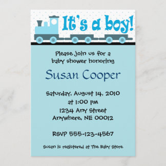 "It's A Boy!"  Toy Train Baby Shower Invitation