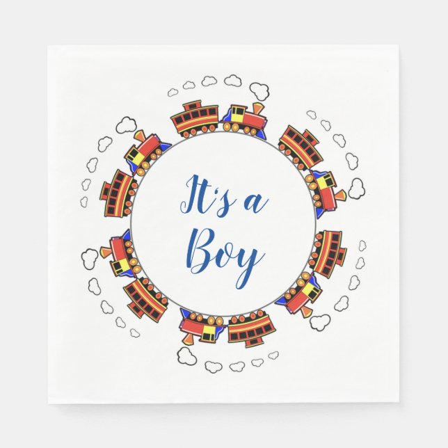 It's a Boy Toy Train Napkin (Front)