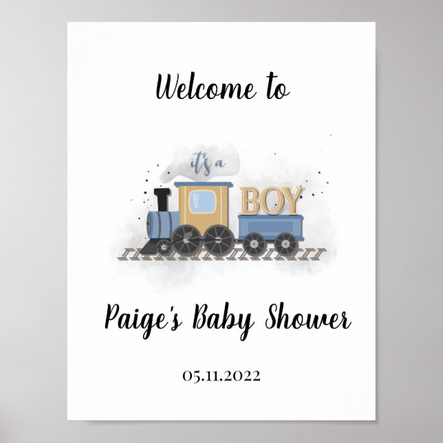 It's A Boy | Train Baby Shower Welcome Poster (Front)