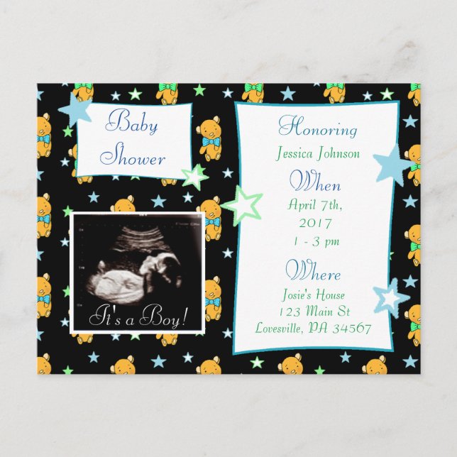It's a Boy,  Ultrasound Pic Baby Shower Invitation (Front)