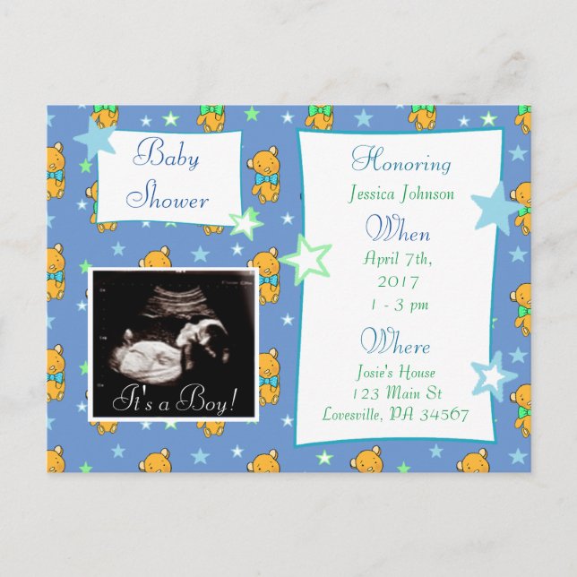 It's a Boy,  Ultrasound Pic Baby Shower Invitation (Front)