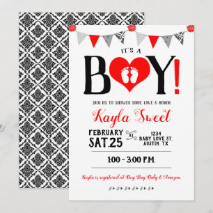 It's A Boy Valentine Baby Shower Invitation