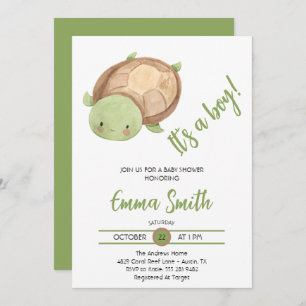  It's a Boy Watercolor Sea Turtle Baby Shower Invitation