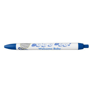 It's A Boy Welcome Baby Blue Rattle Announcements Ink Pen