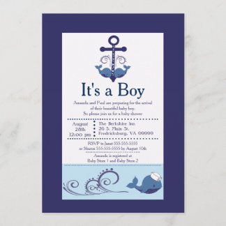 It's A Boy Whale Baby Shower Invitation