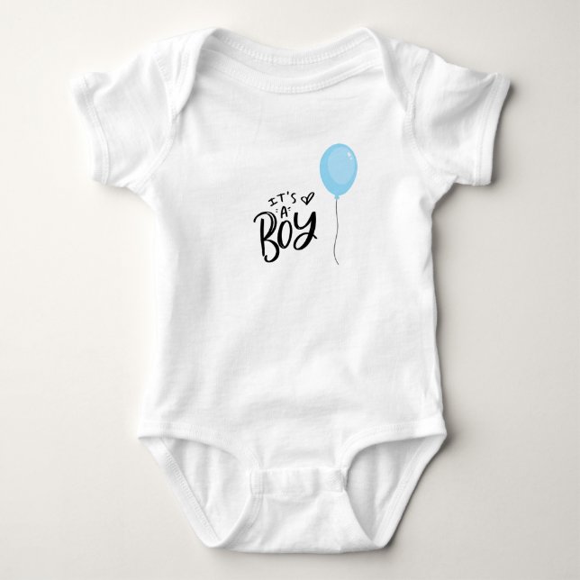 It's A Boy with Blue Balloon Baby Bodysuit (Front)