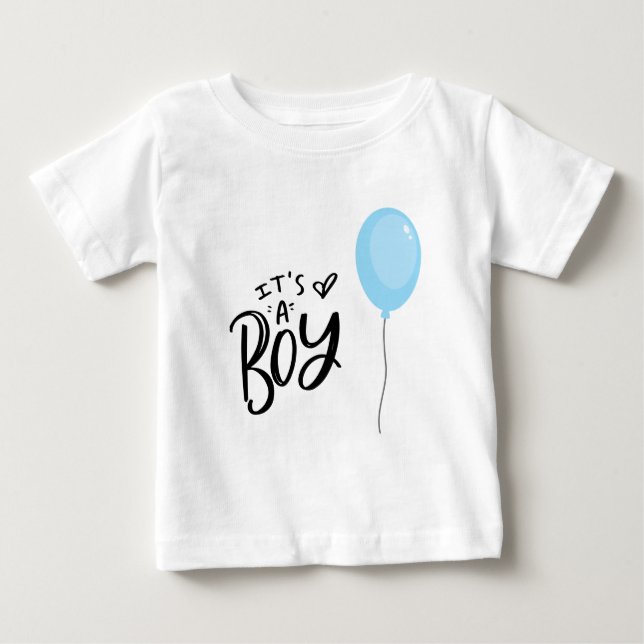 It's A Boy with Blue Balloon Baby T-Shirt (Front)