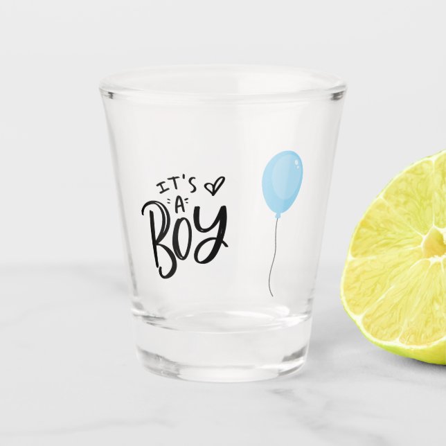 It's A Boy with Blue Balloon Shot Glass (Front)