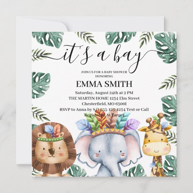 It's a Boy Woodland Animals Forest Baby Shower Invitation (Front)