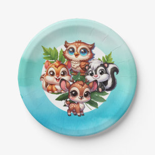It's a Boy Woodland Creatures Baby Shower Paper Plate