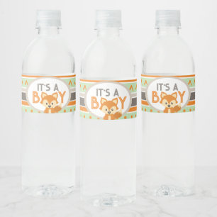 It's A Boy Woodland Fox Forest Water Bottle Labels