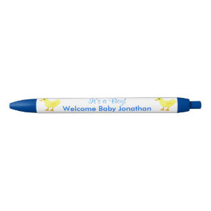 It's A Boy Yellow Ducky Blue White Announcements Ink Pen