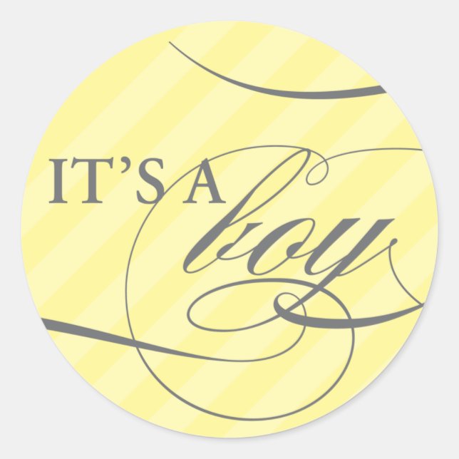 It's a Boy Yellow Striped Sticker (Front)