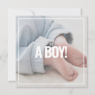 Its a boy, your own photo, baby shower card.