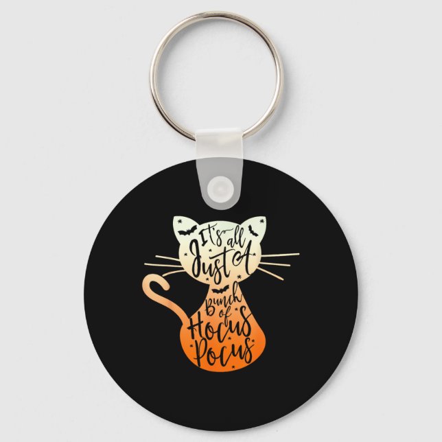 Its A Bunch Of Hocus Pocus Halloween Black Cat Key Ring (Front)