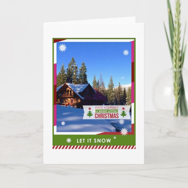 "It's a Cabin Christmas Note Card" Holiday Card (Front)