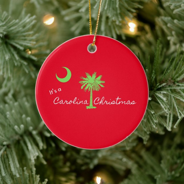It's A Carolina Christmas South Carolina Holiday  Ceramic Ornament (Tree)