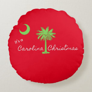 It's A Carolina Christmas South Carolina Holiday  Round Cushion