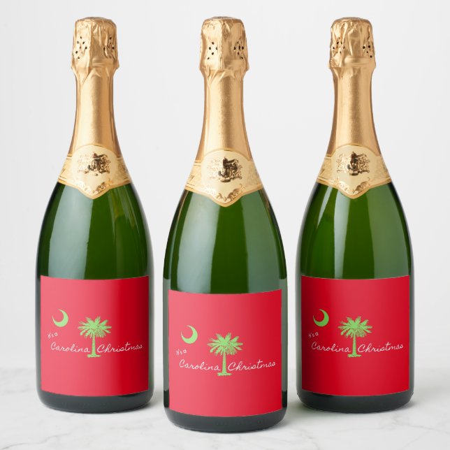 It's A Carolina Christmas South Carolina Holiday  Sparkling Wine Label (Bottles)