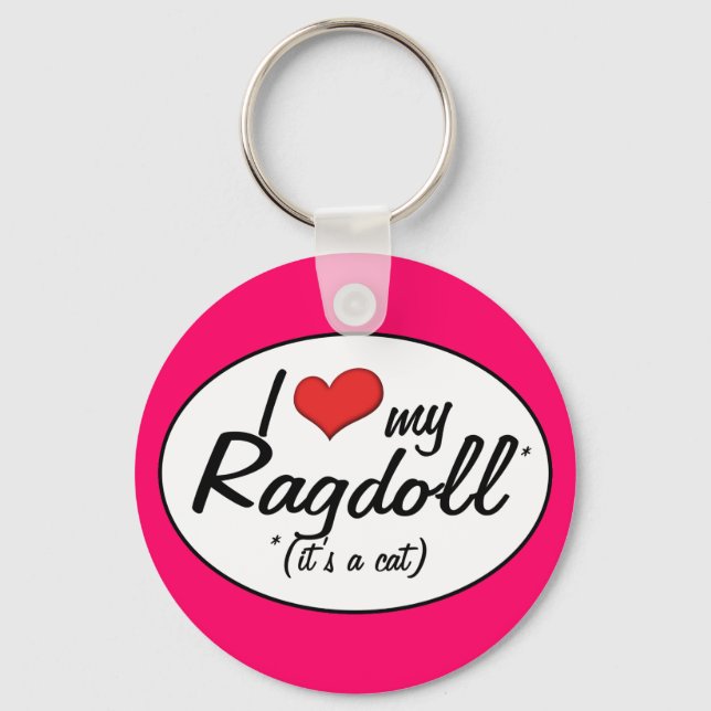 It's a Cat! I Love My Ragdoll Key Ring (Front)