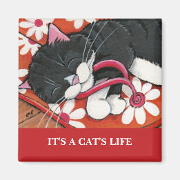 It's A Cat's Life | Personalizable Cat Art Magnet