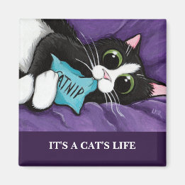 It's A Cat's Life | Personalizable Cat Art Magnet