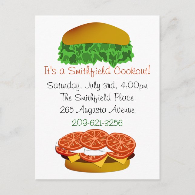 It's a Cookout Invitation Postcard (Front)