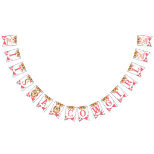 It's A Cowgirl baby shower horses pink Bunting