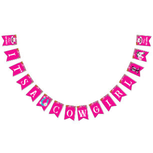 It's a cowgirl bright pink groovy retro daisy bunting 