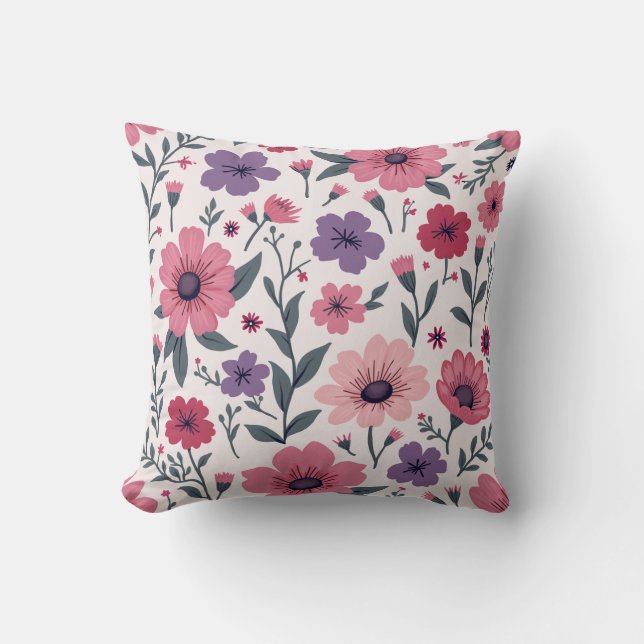 It's a cushion mixed with pink flowers and purple. (Front)