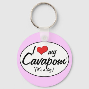 It's a Dog! I Love My Cavapom Key Ring