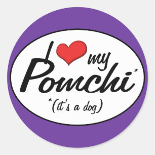 It's a Dog! I Love My Pomchi Classic Round Sticker