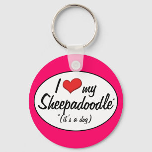 It's a Dog! I Love My Sheepadoodle Key Ring