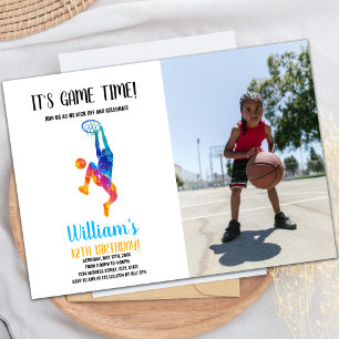 It's a Game Time Basketball Invitations w photo
