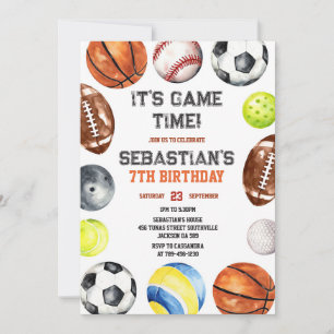 It's A Game Time Soccer Kids Birthday Invitation