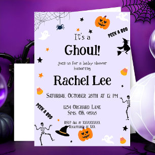 It's a Ghoul Halloween Baby Girl Shower Invitation