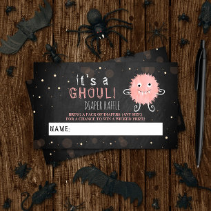 It's A Ghoul! Little Monster Halloween Baby Shower Enclosure Card