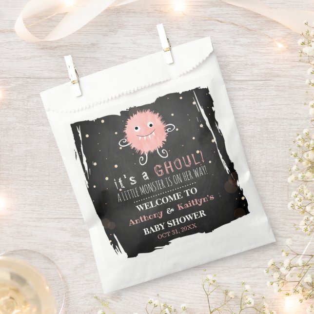 It's A Ghoul! Little Monster Halloween Baby Shower Favour Bag (Clipped)