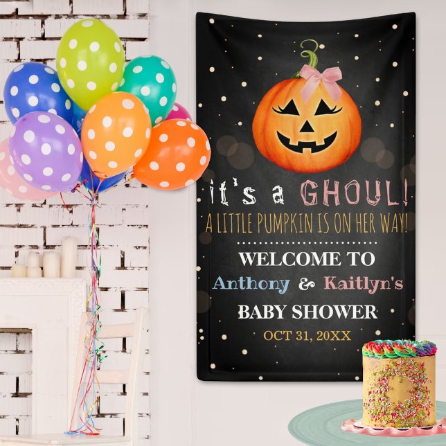 It's A Ghoul! Little Pumpkin Halloween Baby Shower Banner (Creator Uploaded)