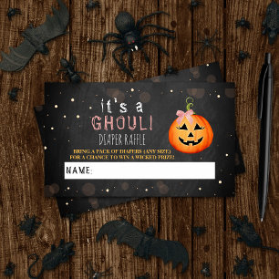 It's A Ghoul! Little Pumpkin Halloween Baby Shower Enclosure Card