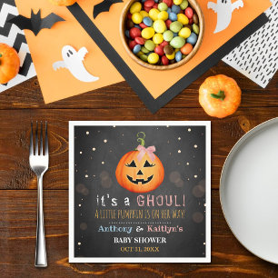 It's A Ghoul! Little Pumpkin Halloween Baby Shower Napkin