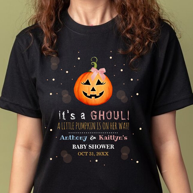 It's A Ghoul! Little Pumpkin Halloween Baby Shower T-Shirt (Creator Uploaded)