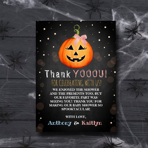 It's A Ghoul! Little Pumpkin Halloween Baby Shower Thank You Card