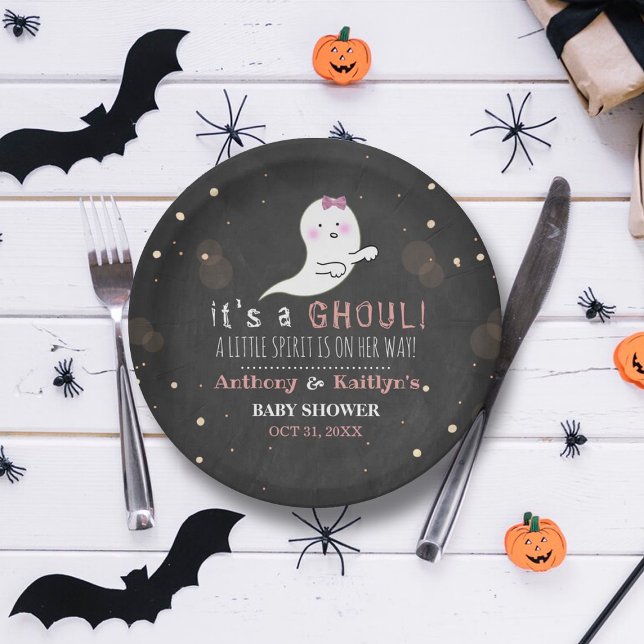 It's A Ghoul! Little Spirit Halloween Baby Shower Paper Plate (Creator Uploaded)