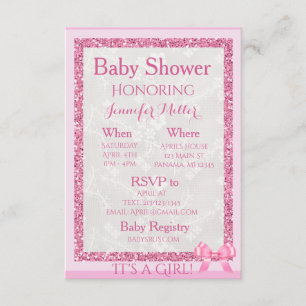 "It's a Girl" Adorable Pink Baby Shower Invitation