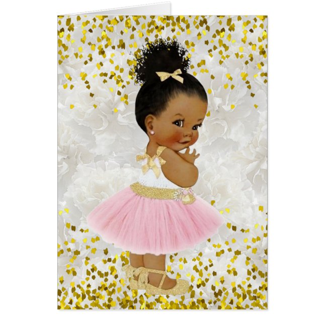 It's a Girl Afro Puff Baby Ballerina Baby Shower (Front)