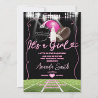 It's A Girl American Football With Bow Baby Shower