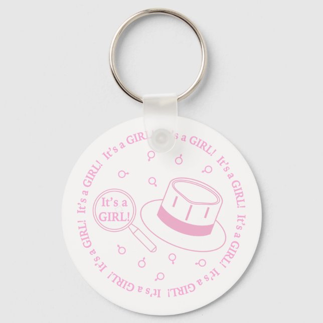 It's a Girl! announcement Key Ring (Front)