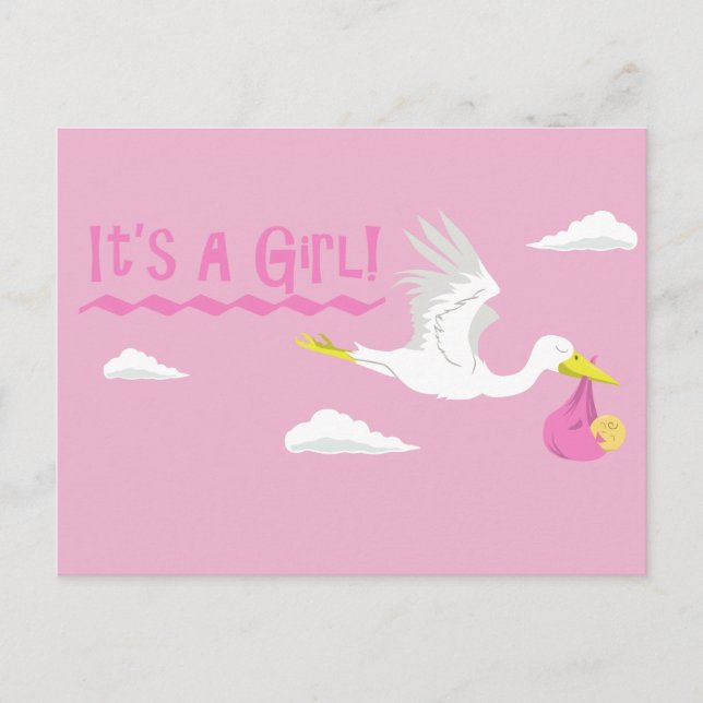 It's a Girl! Announcement Postcard (Front)